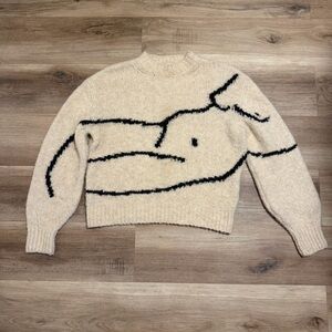 Paloma Wool Jumper Women Large White Cream Alpaca Wool Blend Knit Wearable Art